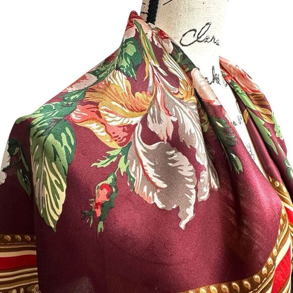 Vintage Echo Large Square Silk Floral Vatican Collection Square - Picture 4 of 8